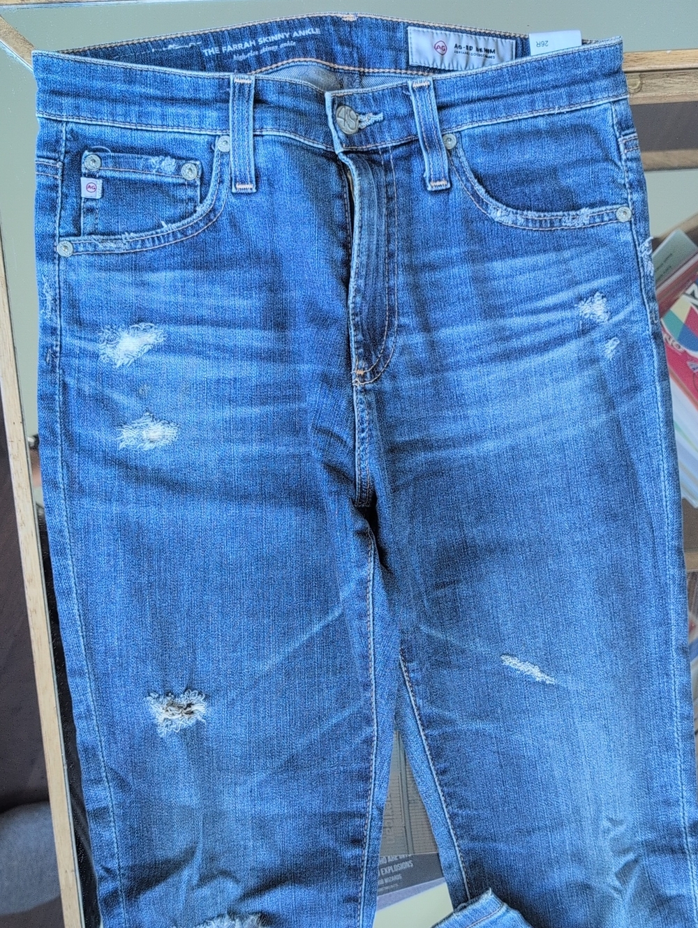 Women's 26 AG Farrah Skinny Ankle Distressed Jeans
